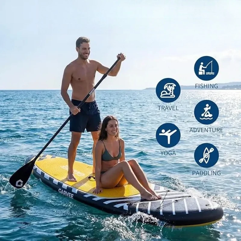 Inflatable Stand Up Paddle Board with Full SUP Accessories, 2-in-1 Paddle, Wide Stable Non-Slip Deck for Adults & Youth