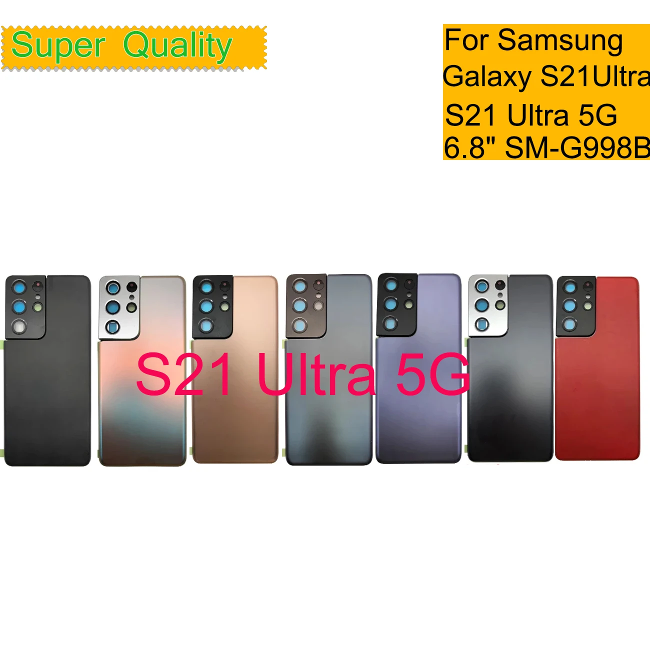 10 pçs/lote para samsung galaxy s21 ultra 5g habitação capa traseira caso real porta da bateria s21 ultra g998 chassi com lente da câmera