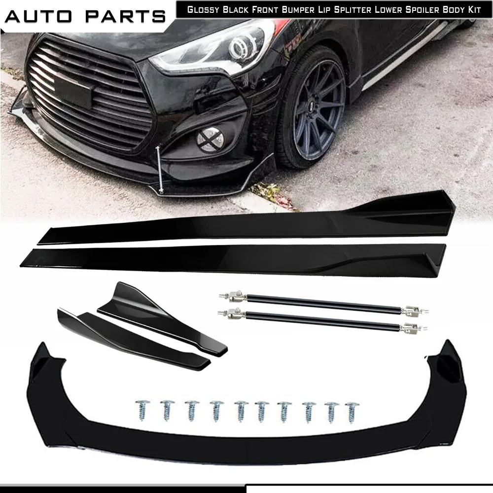 

For Hyundai Veloster 2012-2021 Front Splitter Bumper Lip Spoiler Gloss Black Bod K United States