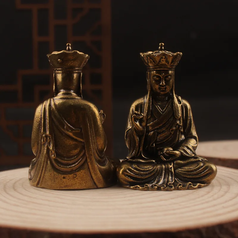 Brass Big Day Rulai Buddha Tang Monk Monk Smiling Face Buddha Temple Buddha Statue Small Ornament Metal Crafts
