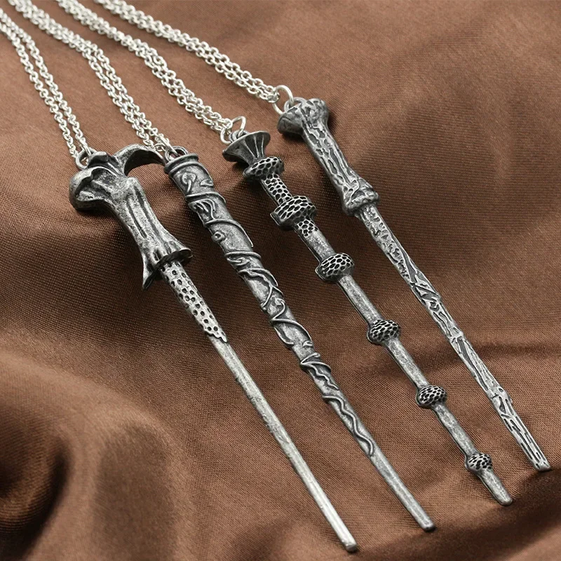 Nouveau collier de baguette magique en alliage Harry Potter, Hermione, Dumbledore, Voldemort, porte-clés, accessoires de sac à dos