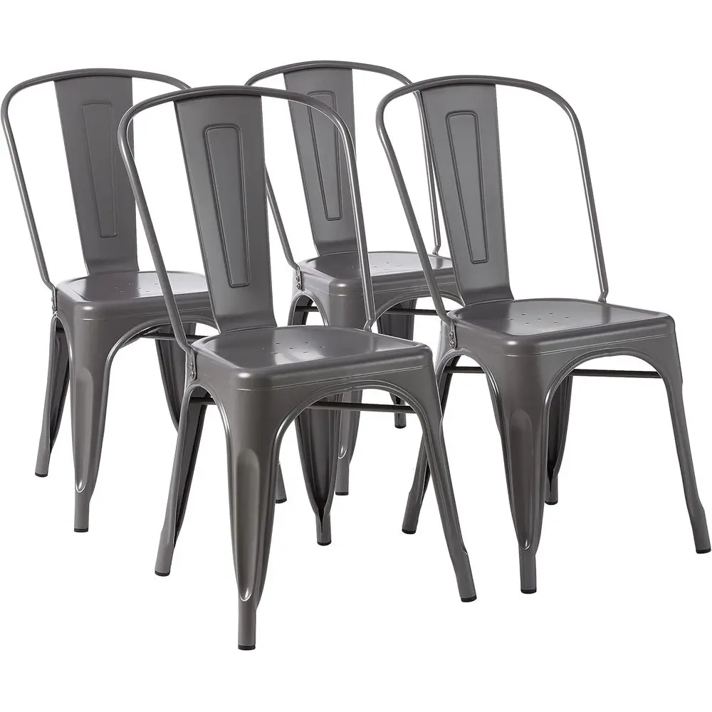

Metal Dining Chairs, Easy to Assemble, Indoor/Outdoor, Stackable, 330-Pound acity, k Gray, 4-Pack, 20.1 x 17.1 x 33.5 inches
