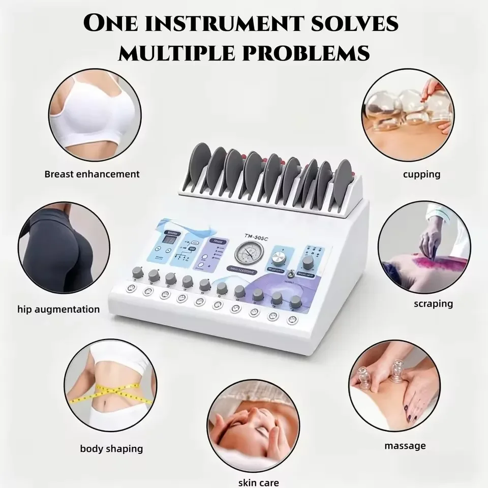 Portable EMS Machine with TENS Pads Vacuum Therapy for Muscle Recovery Pain Relief Body Contouring Breast and Butt Lift