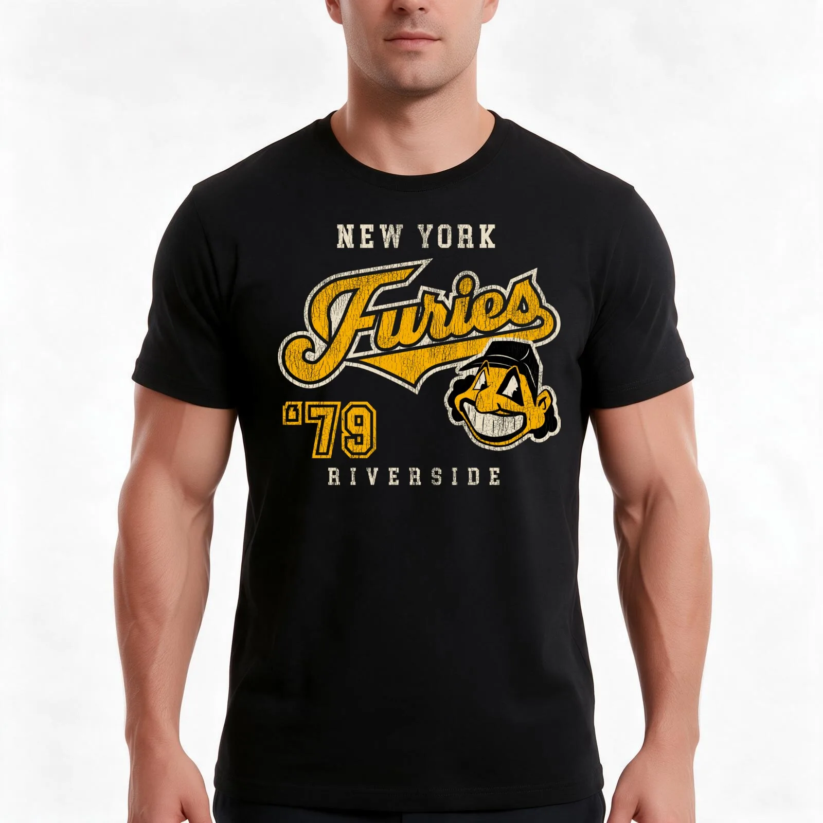 New York Furies From Warriors Worn Dks T-Shirt, Summer Casual Cotton Tee, Oversized Streetwear Tops, Vintage Graphic Print