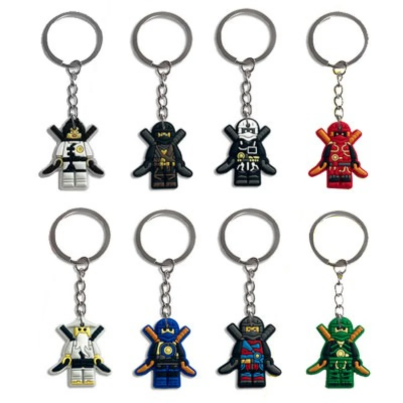 8pc/Set The New Ninja Keychains Soft PVC Keyring Theme  Kids Party Gift