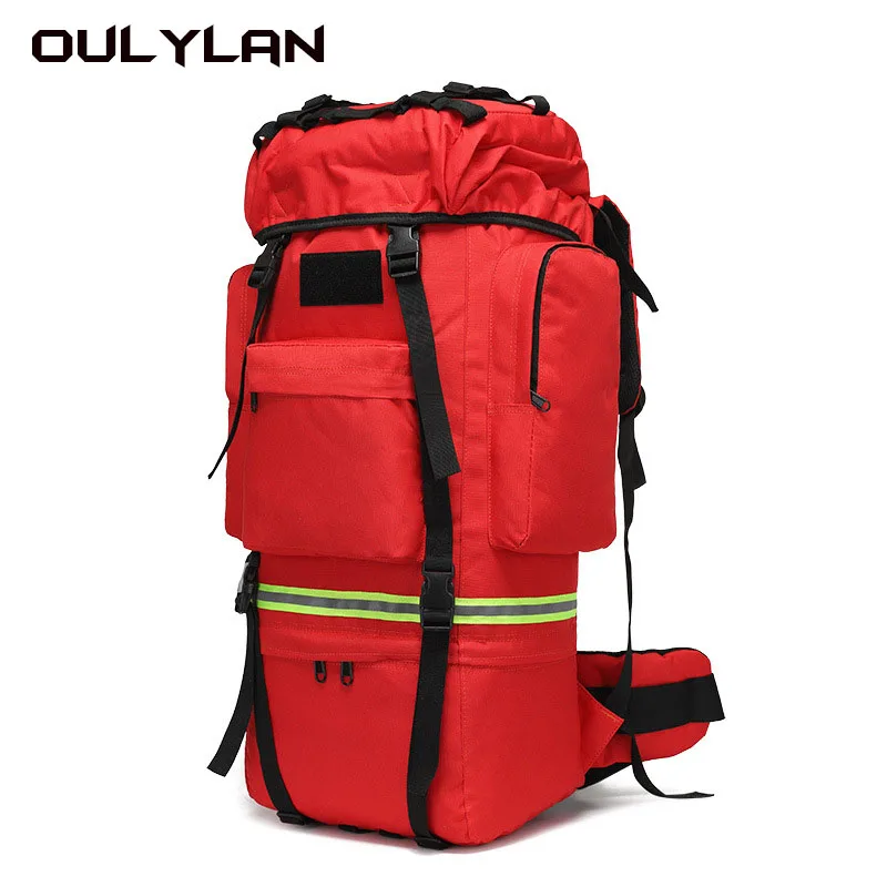 Large Capacity Mountaineering Bag 65L Outdoor Camping Backpack Hiking Waterproof Backpack Forest Fire Brigade Bag