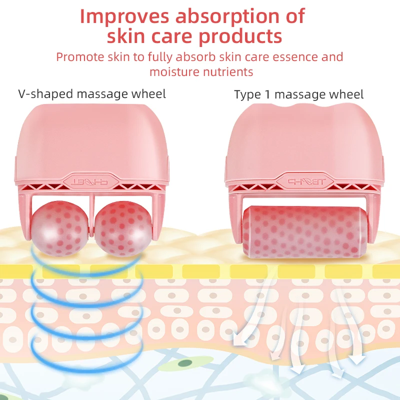 Eiskompresse-Gesichtsroller, Kontur und Schrumpfung der Poren, Entfernung von Augenringen, Massage-Hautschönheits-Gesichtsroller für Augen, Hals, Pflegewerkzeug