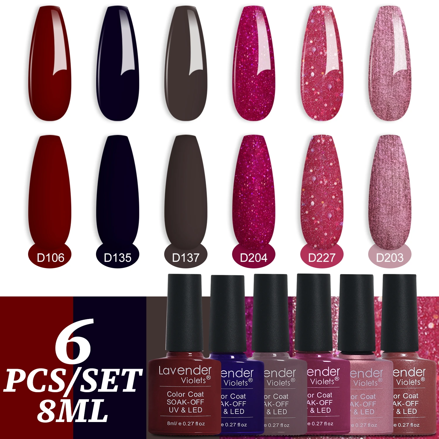 مجموعة طلاء أظافر جل للمانيكير ، رمادي عاري ، بني ، وردي ، نقعي ، تصميم أظافر منزلي ، هدايا للنساء ، 6 ألوان ، 8 ألوان #1