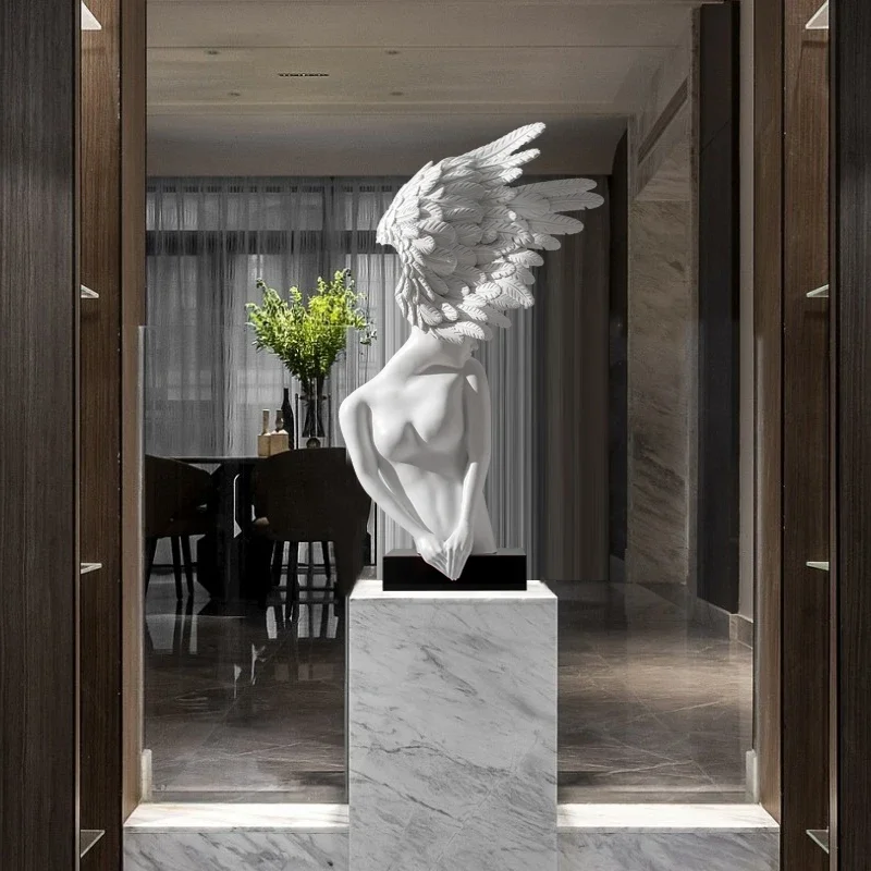 Artwork Angel Girl Sculpture Home Living Room TV Cabinet Hotel Model Room Lobby Large Luxury Decoration