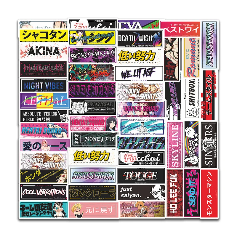 10/30/50 Buah Jepang JDM Balap Mobil Anime Graffiti Stiker untuk Laptop Motor Mobil Sepeda Skateboard Bagasi Tahan Air Decal Mainan