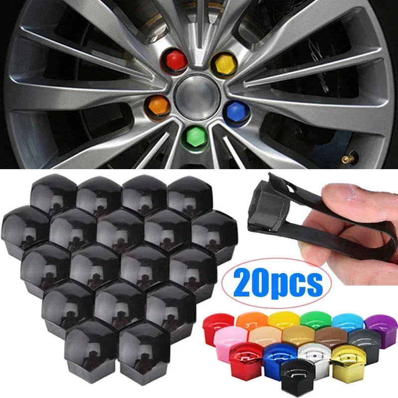 

17mm/19mm/21mm 20Pcs Car Wheel Nut Caps Protection Covers Caps Auto Hub Screw Cover Black Car Tire Bolt Nut Cap Tyre Decoration