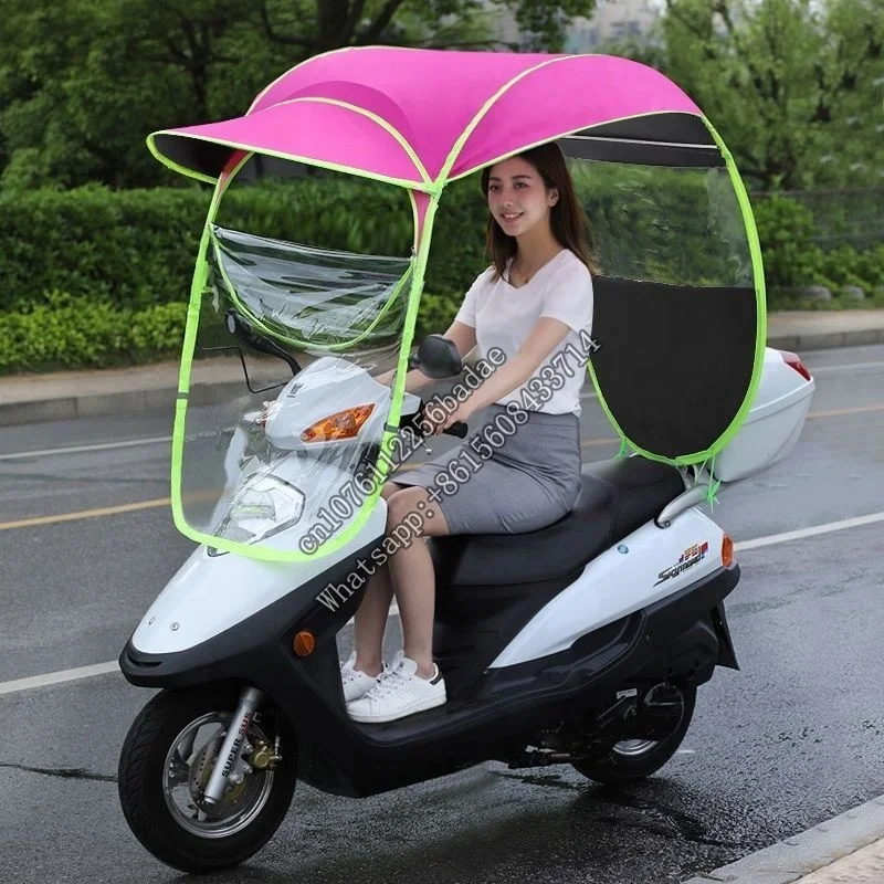 Vendita calda copertura completa scooter ombrello coperto bici elettrica impermeabile antivento parasole moto per la pioggia