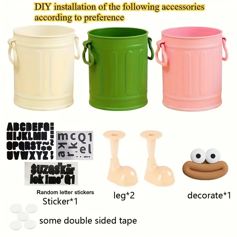 2pcs cartoon personalized pen holder, simple retro office storage bucket, desktop storage, home learning storage view 6