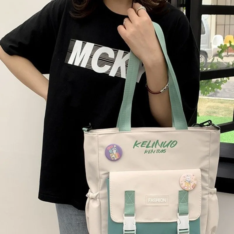 حقيبة مدرسية أنثى موري نظام حقيبة كتف الطلاب حقيبة قماش قنب جديدة بسيطة حقيبة كروسبودي سعة كبيرة تحميل كتاب حقيبة يد