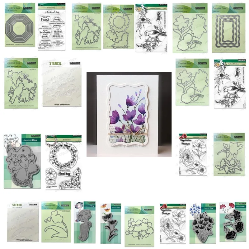 

kindess Отправка цветущих цветов Пернатые цветочные лозы Металлические штампы Силиконовые штампы Трафарет для скрапбукинга Фотоальбом Карточка