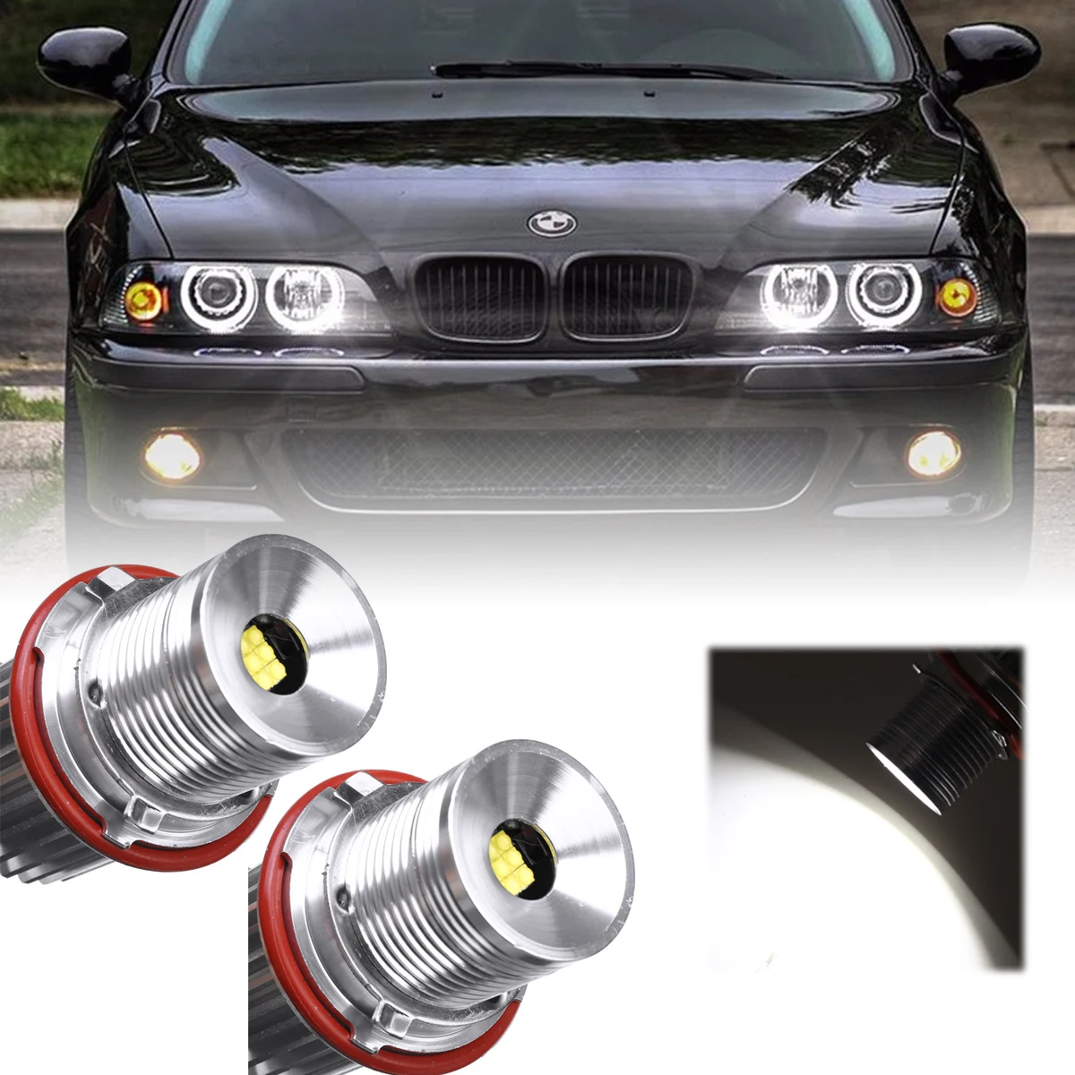 Pair 45W White Angle Eyes LED Marker Halo Ring Bulb Kit For BMW E39 E53 E60 E61 X3 X5 Car Styling Light Accessories