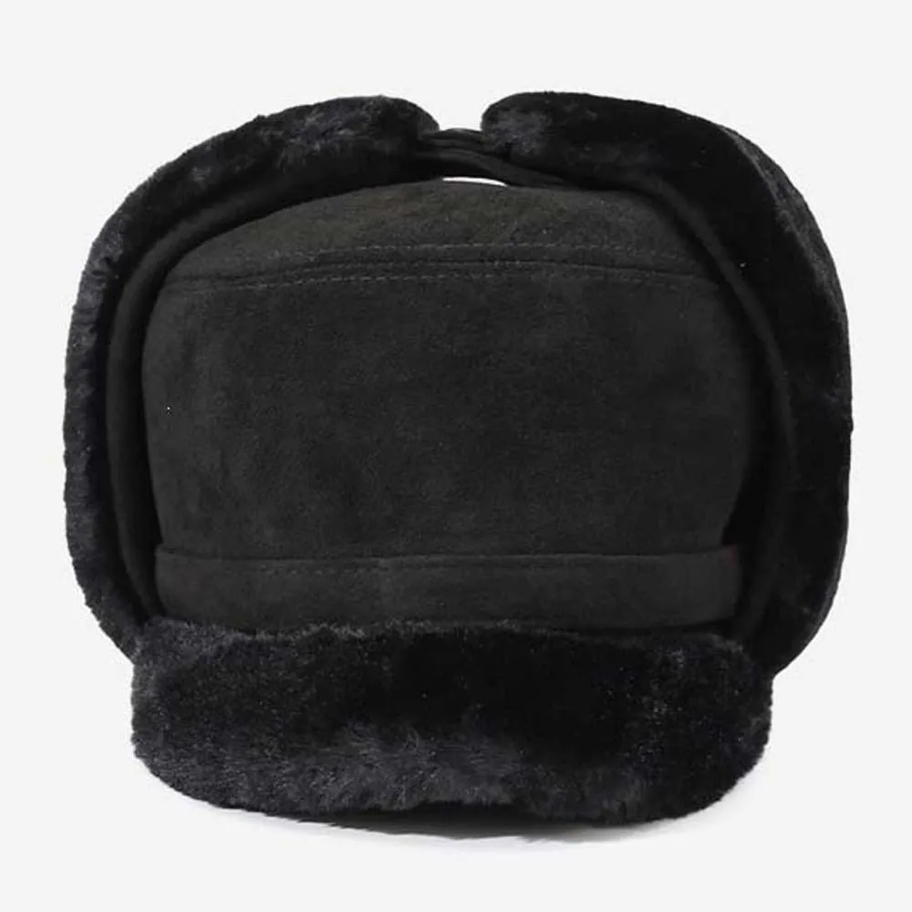 Verdickte Winter-Trapper-Mütze, thermisch isoliert, mit Ohrenklappen, flacher Oberseite, verstellbar, atmungsaktiv, mit Fleece gefüttert, für den Außenbereich. – Detail 5