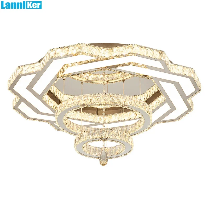 Lampu kristal Led minimalis Nordic, lampu langit-langit Led kristal minimalis mewah ruang makan ruang makan kamar tidur lampu langit-langit dekorasi rumah lampu liontin kristal