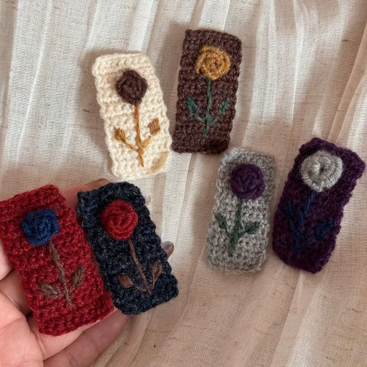Hair Clip Knit Rose Rectangular Snap Clip Gentle No Pull Soft Comfortable Lightweight for Kids Daily Home School Travel