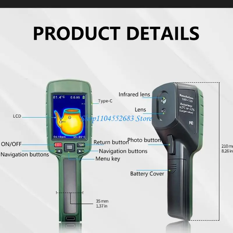 Y6GD Professional Infrare Thermal Imaging Camera Detector 120x160 Pixels High Sensitivité Temperature Gangs 20 ℃ ~ 400 ℃
