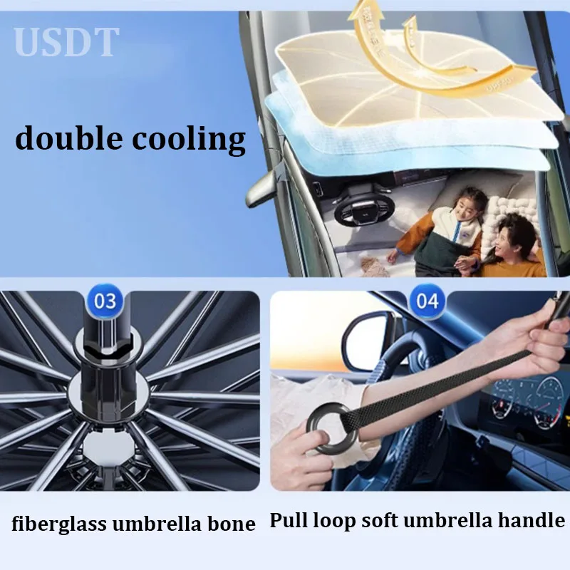 2024 Upgraded Umbrella Car Windshield Sunshade Foldable Sun Shade for UV Ray Block Insulation Sunscreen Front Window Cover