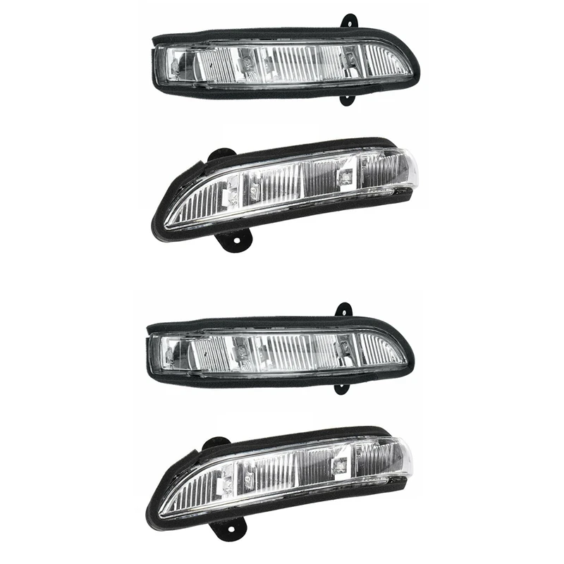 4X Car Front LH + RH Door Mirror Turn Signal Light For Mercedes W211 W221 07-10 A2198200521 A2198200621