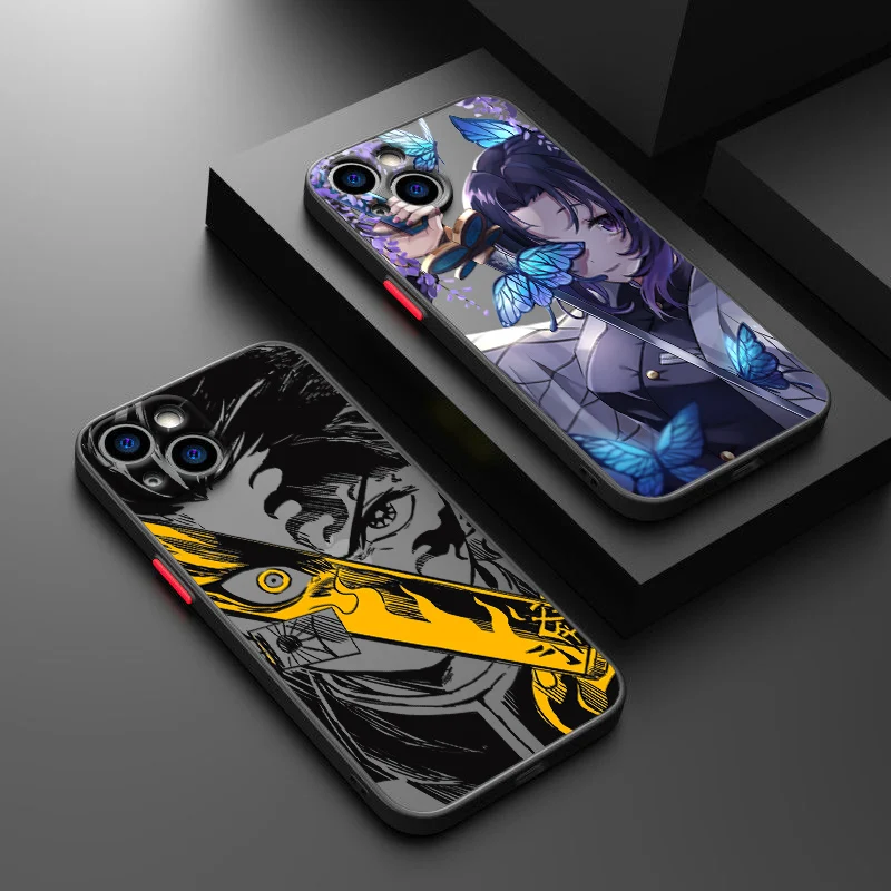 Demon Slayer Cute For Apple iPhone 15 14 13 12 mini 11 XS XR X 8 7 Pro Max Plus TPU Frosted Translucent Phone Case