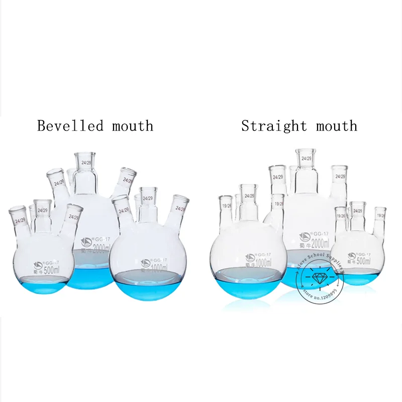 1piece 100ml-2000ml Laboratory High Borosilicate Glass Four-seater Distillation Flask for Chemistry Kits