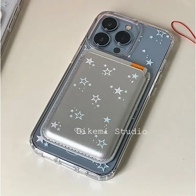 New ins Korean Leather for Magsafe Case For iPhone 13 17 16 14 12 11 Pro Samsung S25 S24 Phone Magnetic Card Holder Accessories