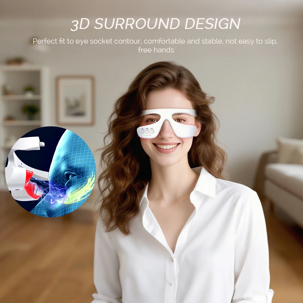 مدلك العين الكهربائي الضوء الأحمر يخفف من تعب العين عيون تدليك نظارات الساخن ضغط العين نظارات مدلك مزيل الهالات السوداء