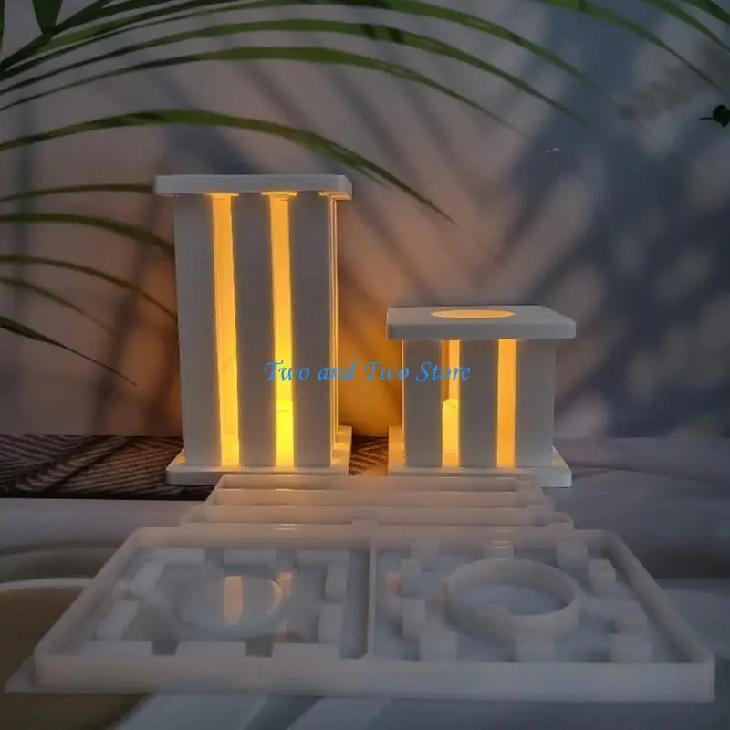 HX6F قالب حامل شمعة سيليكون قالب الشمعدان قوالب ديكورات المنزل الزخرفية #2