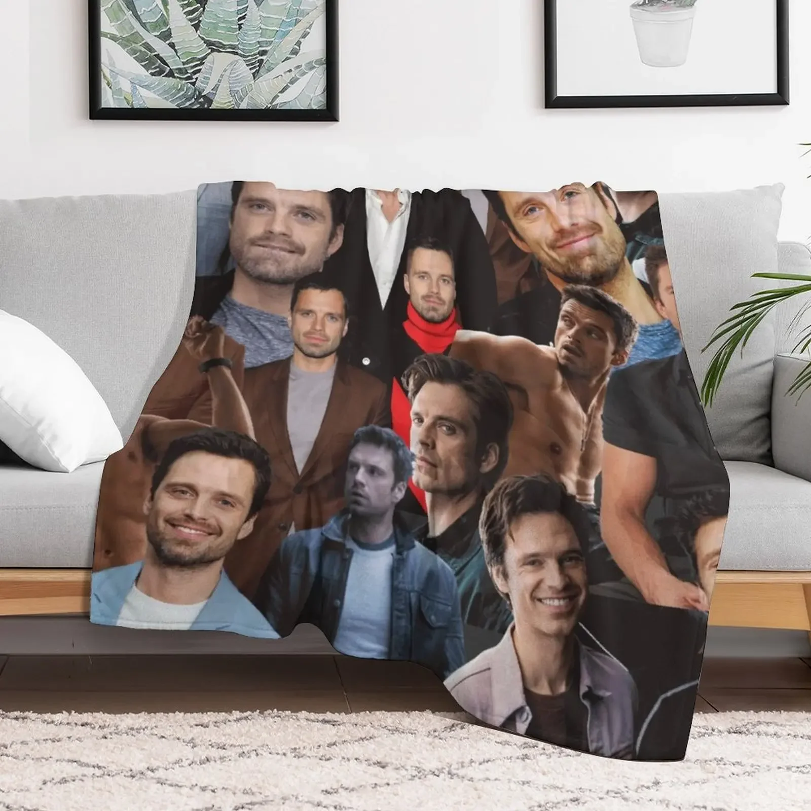 Sebastian Stan photo collage Throw Blanket halloween Luxury Designer Blankets