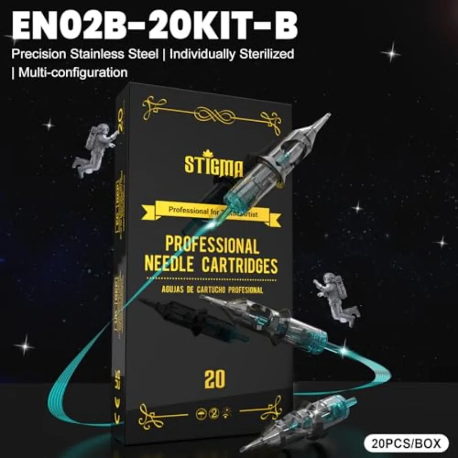 مجموعة مسدس الوشم اللاسلكي الكامل بتصميم قلم دوار للمبتدئين والمحترفين تتضمن بطاريتين قابلتين لإعادة الشحن بقوة 20 كاليفورنيا