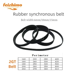 2GT GT2 Width 6/10/15mm Rubber Belt Synchronous Belt Circular Belt Circumference 140mm-610mm Suitable For 3D Printer Accessories