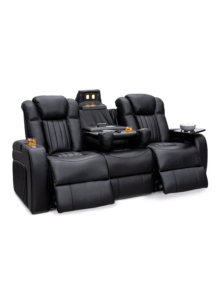 

new styelLuxury Living Room Leather Sofa First Layer Cowhide Electric Multifunctional Family Theater Sofa