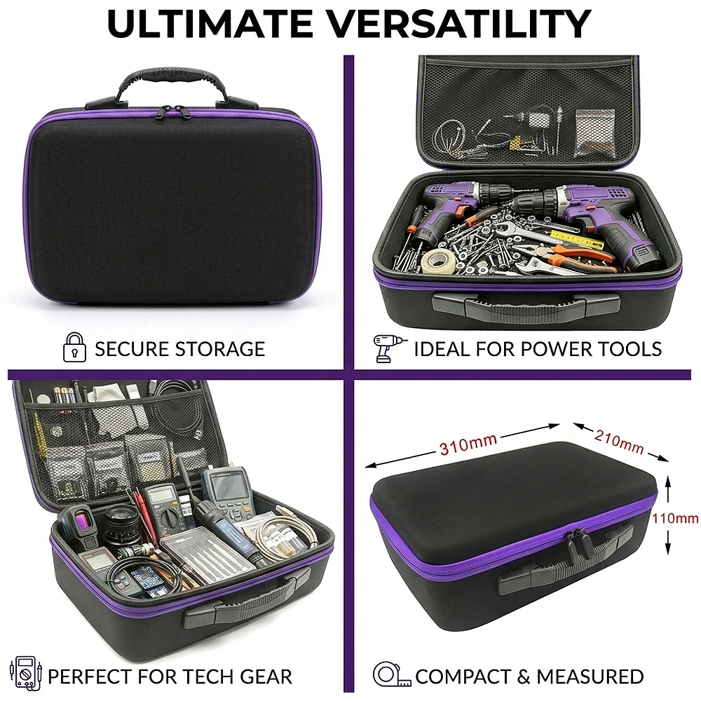 DIY Schaum Hard Carry Case Aufbewahrung sbox Reise Reiß verschluss tasche Personal isierung stoß feste Kamera tasche für Outdoor-Werkzeug zubehör – Detail 3