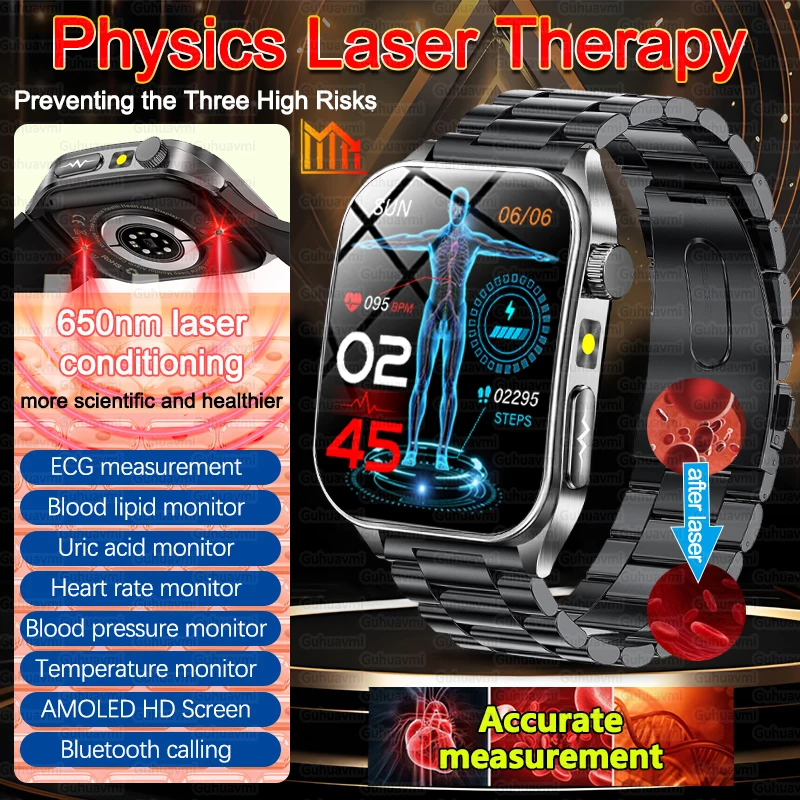 

Лазерная терапия, уменьшение треих следов, умные часы, точные липиды в крови, мочевая кислота, AMOLED, сердечный ритм, ЭКГ + PPG, умные часы для здоровья, новинка 2023 года