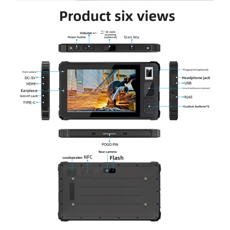 

Прочный планшет 8 дюймов с отпечатком пальца, UHF-терминал, портативное устройство для безопасности в угольных шахтах ATEX, MA/KA, 8-дюймовый, IP68, A80PT, промышленный ПК