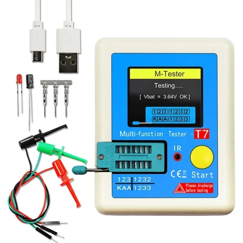 LCR-T7 Transistor Tester Multimeter Colorful Display TFT For Diode Triode MOS/NPN/PNP Capacitor Resistor Transistor