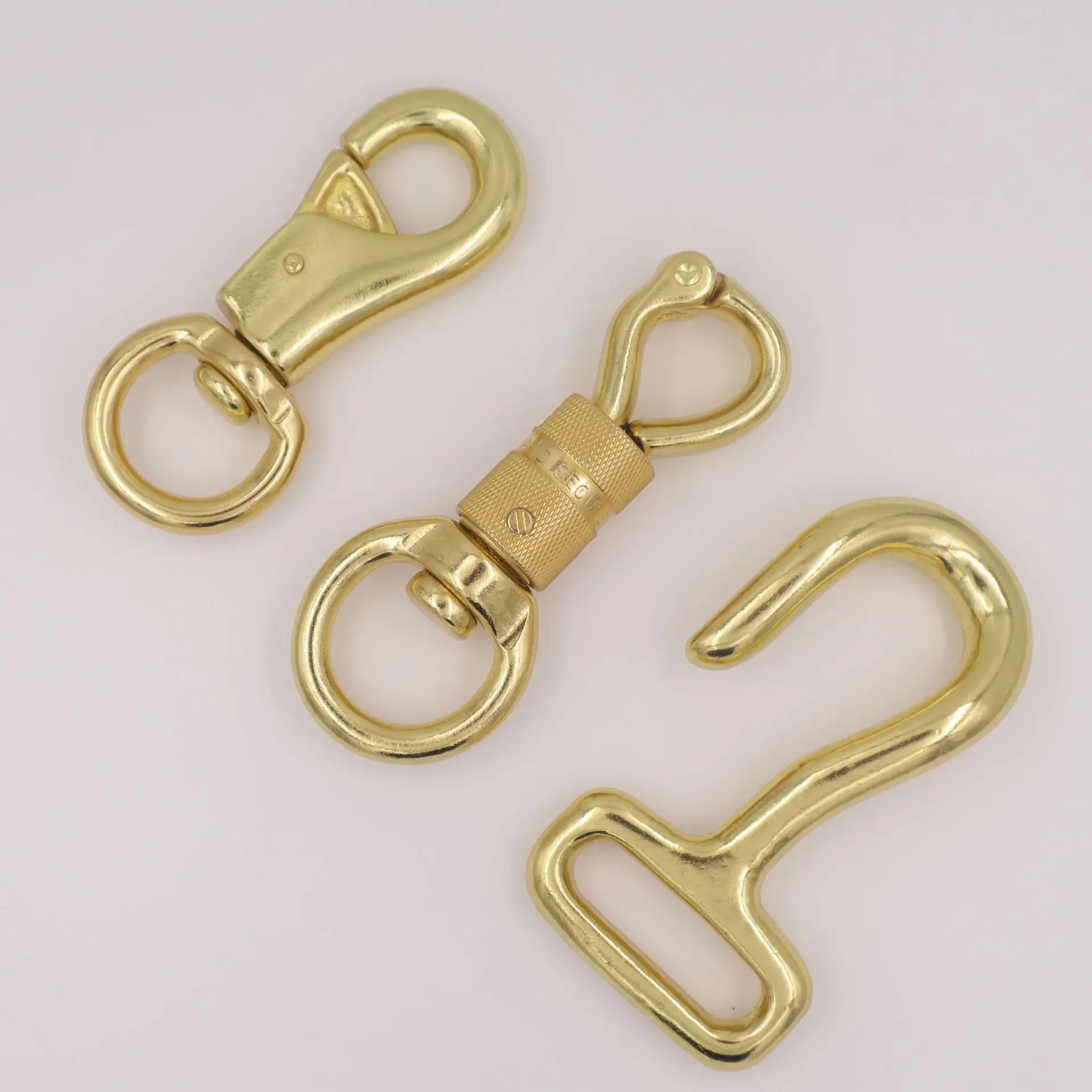 1piece Solid Brass Snap Hook Heavy Duty Swivel Eye Clasps for Large Dog Pet Leashes Horse Gear Safety Catch Buckle High Quality - view 3