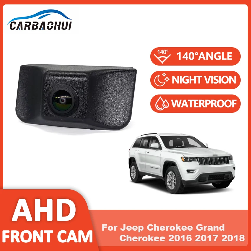 

AHD 1080P 140° Wide Angle Night Vision Vehicle Front View Camera For Jeep Cherokee GrandCherokee 2016 2017 2018