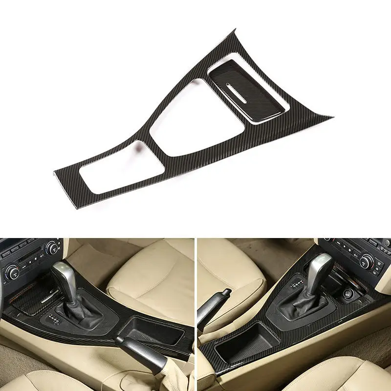 

2 шт., ABS, углеродное волокно, текстура, центральная консоль, панель переключения передач, накладка, аксессуары для BMW 3 серии E90 E92 2005-2012