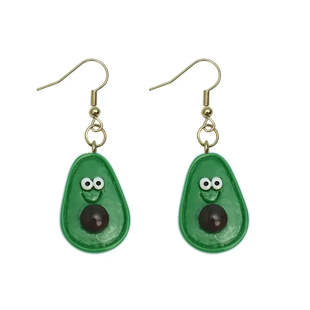 Smiling Face Avocado Earrings Fun Cute Niche Sweet Beauty Earrings Cute Korean Fashion Designer Earrings