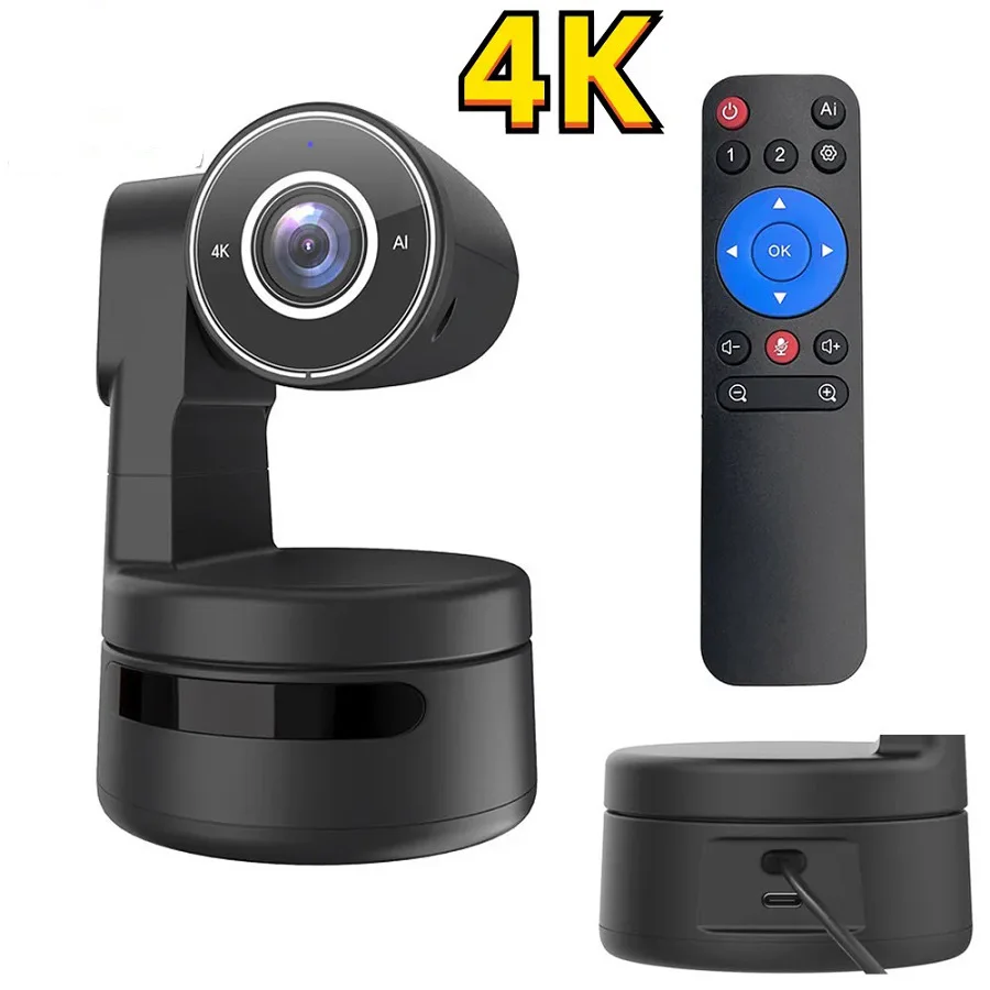 4K 3X PTZ Camera USB Webcam Video Conference Camera Webex Tiktok Live Streaming Camera Zoom Meeting Church Studio AI Track IPC