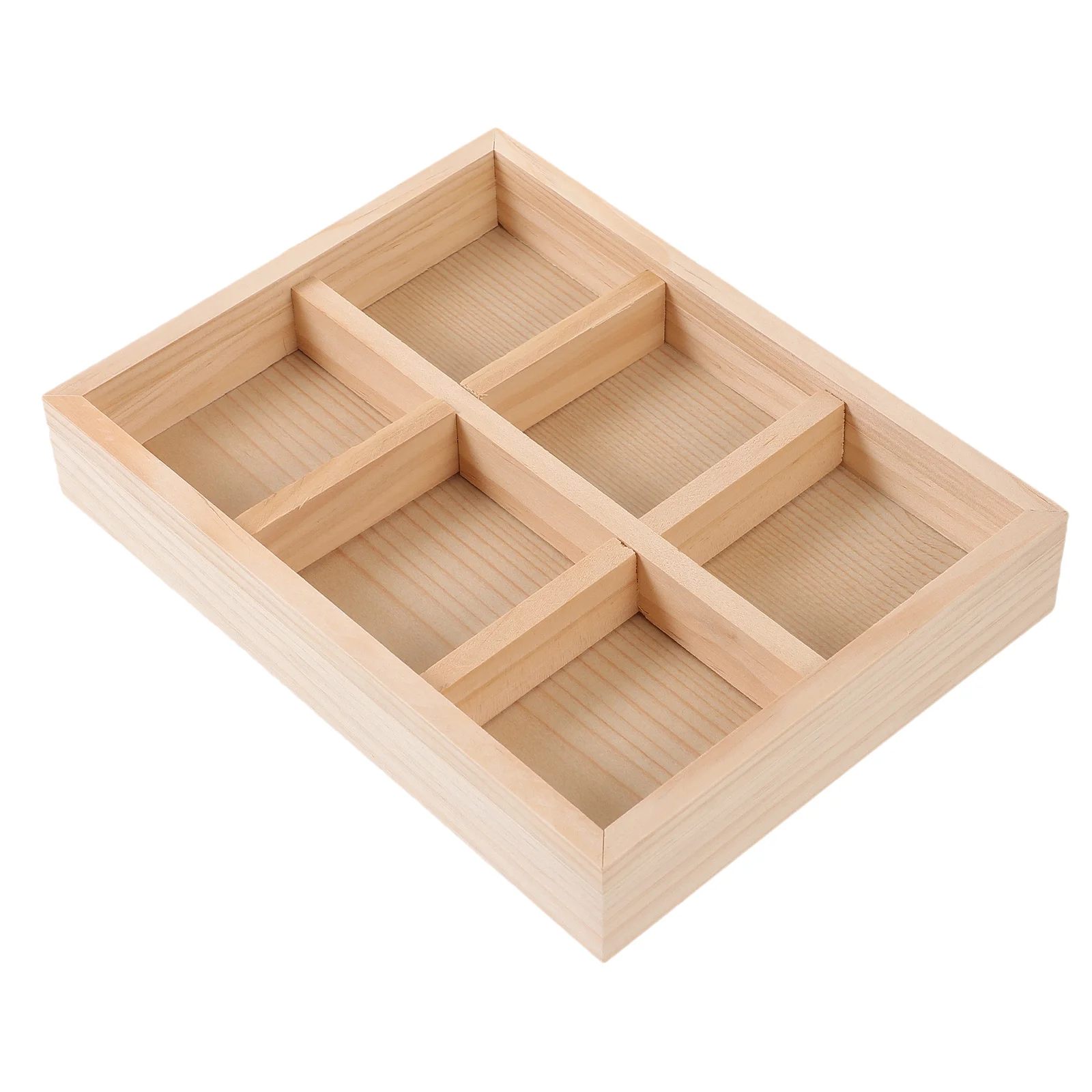 

Pine Wood Jewelry Tray Storage Organizer Multi-Grid Ring Bracelet Trinkets Display Case Home Decor Makeup Table Accessory