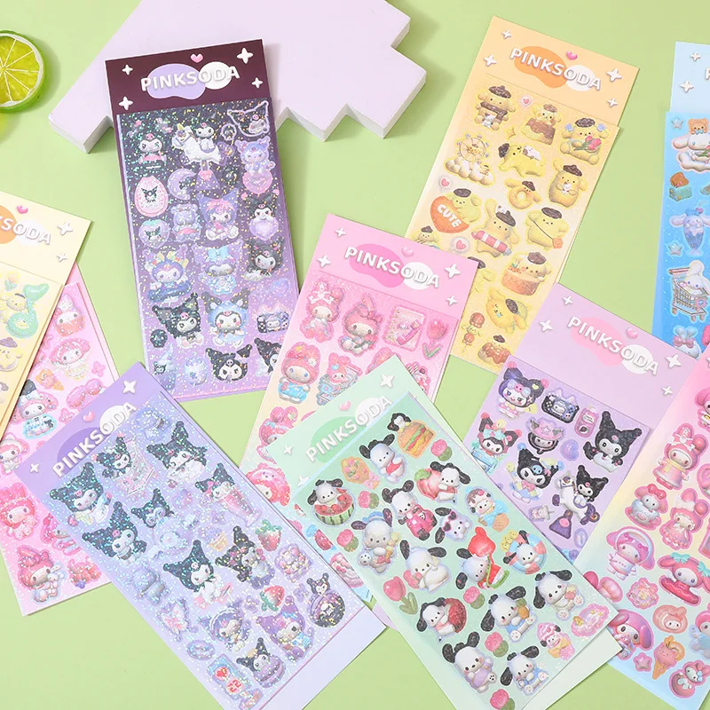 20/60/100pcs Sanrio Sticker Cute Cartoon Cinnamoroll Kuromi My Melody Sticker Decals Material Stationery Wholesale Kids Toys