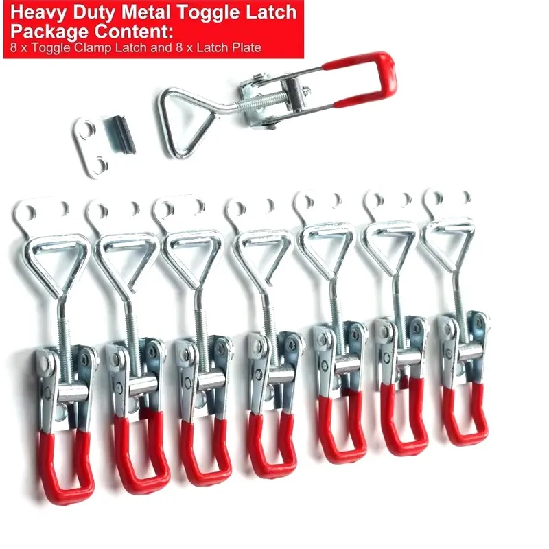 8Pcs Adjustable Toolbox Case Metal Toggle Latch Catch Clasp Quick Release Clamp Anti-Slip Push Pull Toggle Clamp Tools