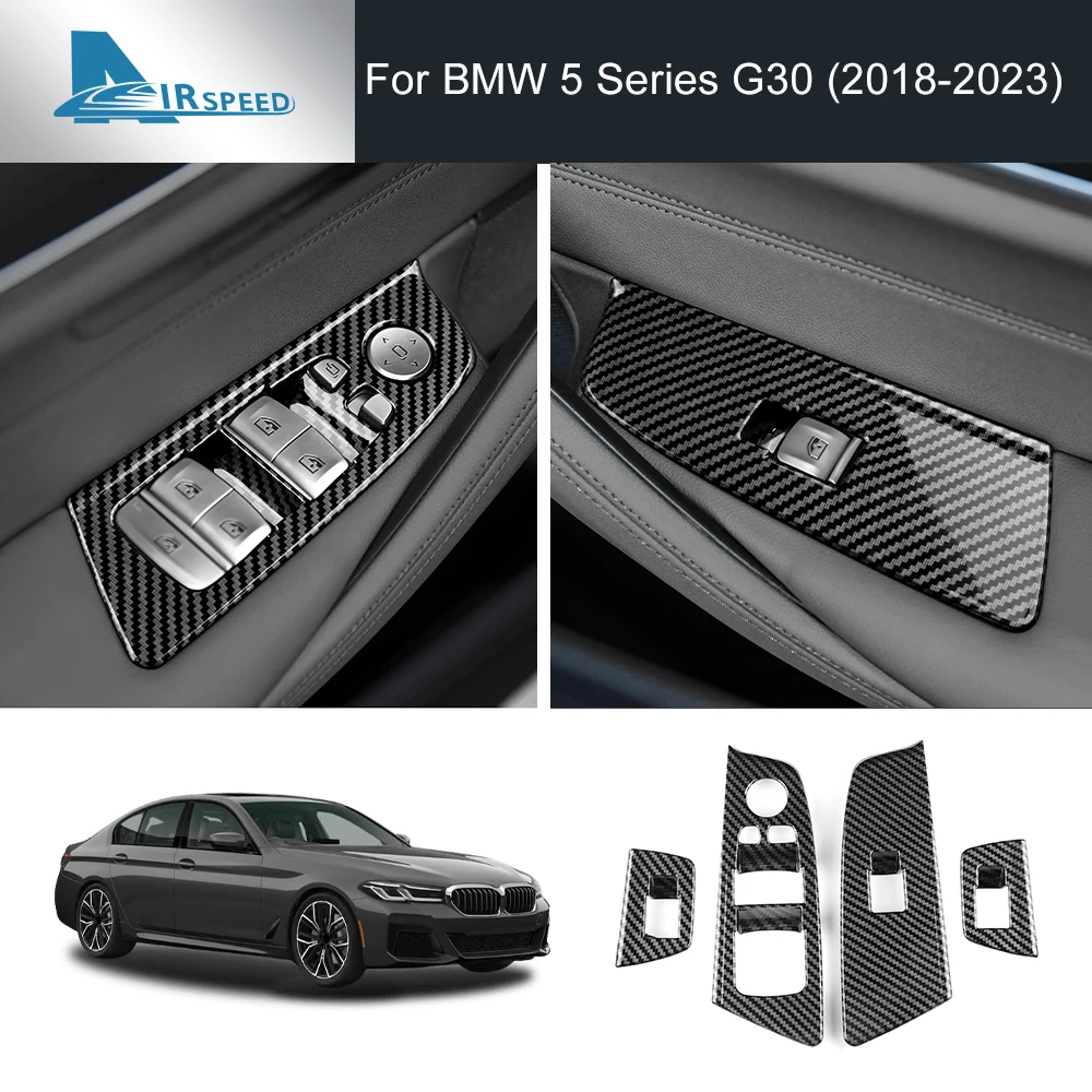Car Window Lifter Switch Button Panel Frame Sticker ABS LHD for BMW 5 Series G30 2018 2019 2020 2021 2022 2023 Interior Styling