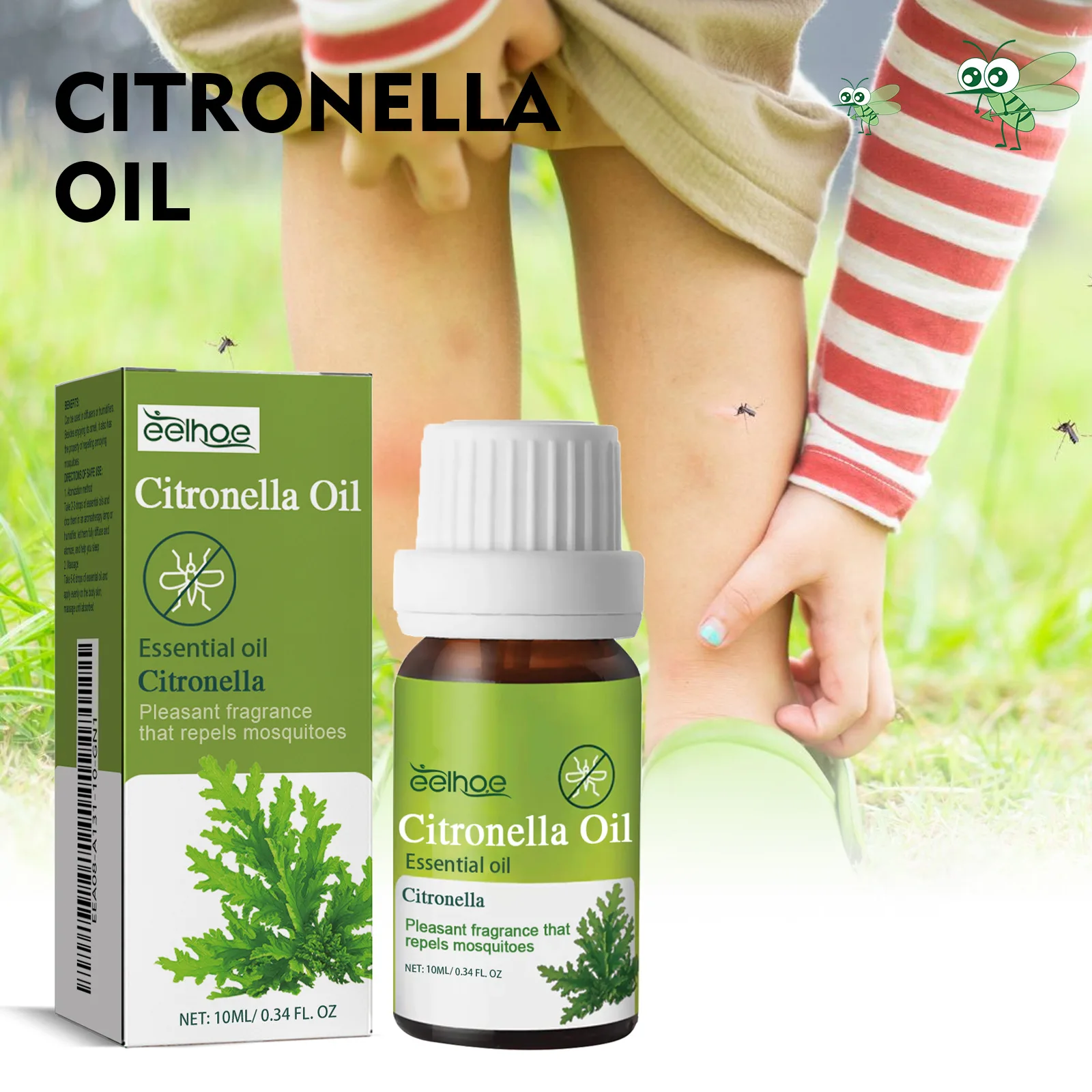 

EELHOE Citronella Essential Oil 3pcs, Natural Aromatherapy Oil for Diffuser & Massage, Respiratory Support, Pure Essential Oil