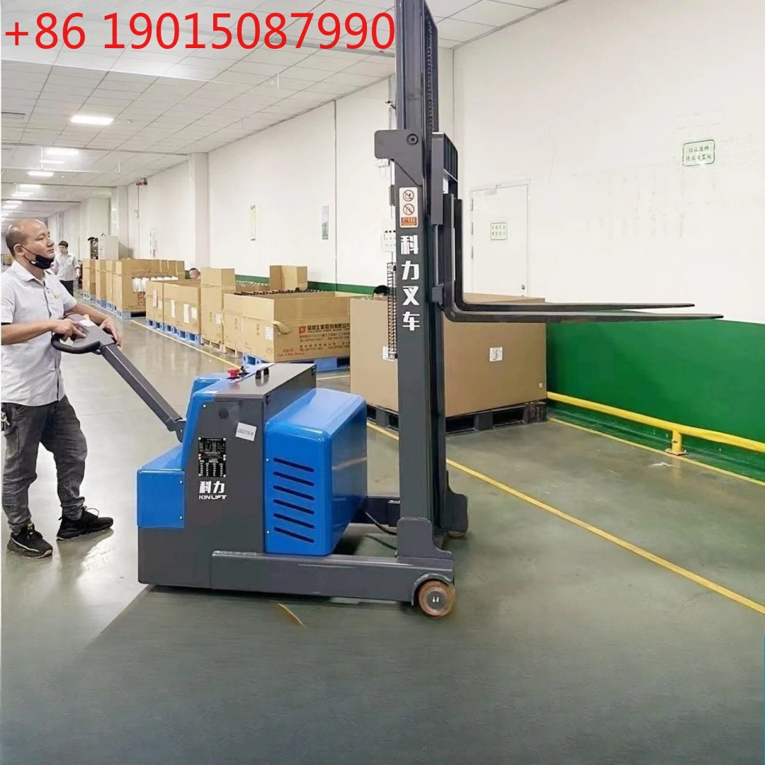 

Walking fully automatic hydraulic lift loading and unloading forklift 1 ton balance weight pallet stacker legless